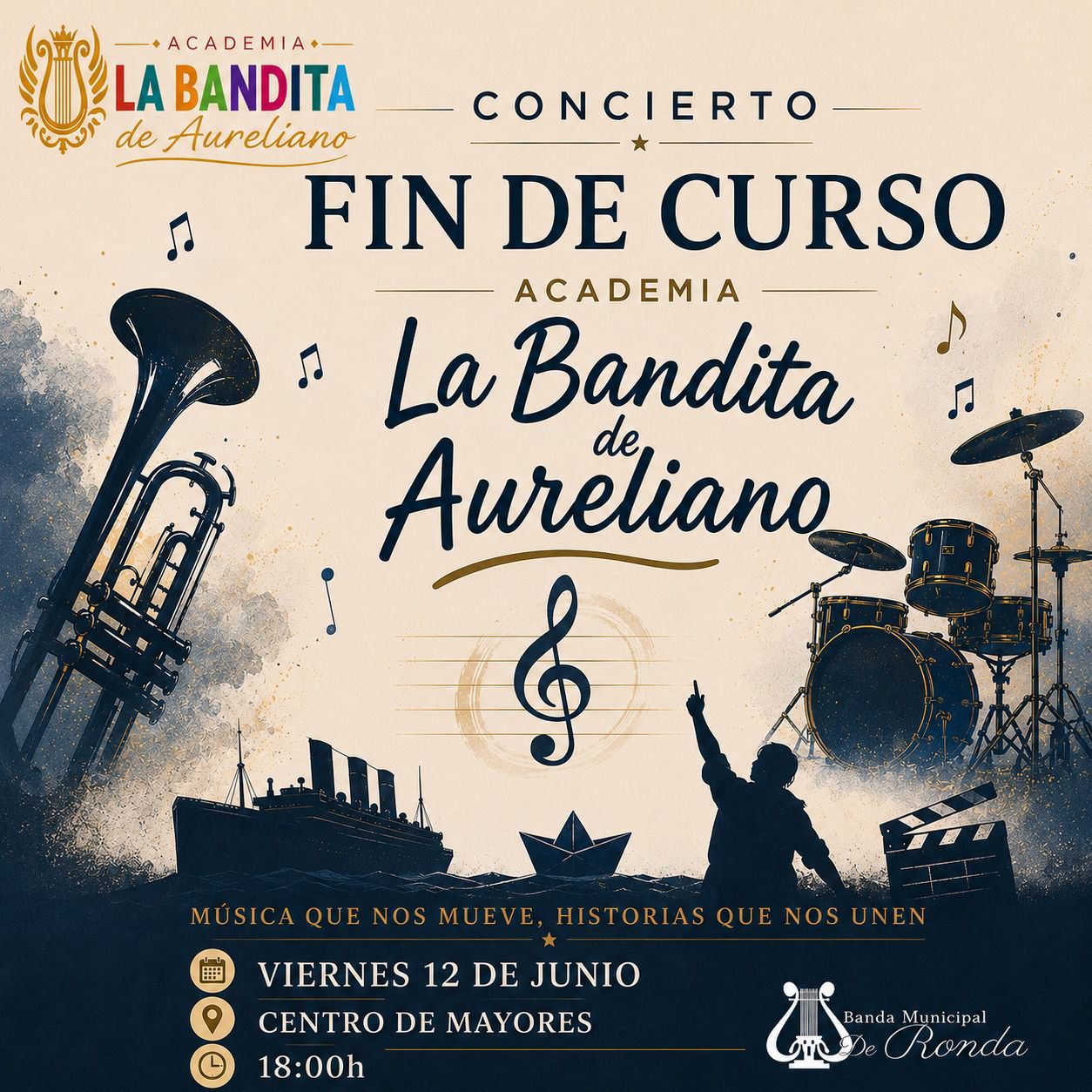 La Bandita de Aureliano celebra su concierto de fin de curso bajo el lema «Música que nos mueve, historias que nos unen»
