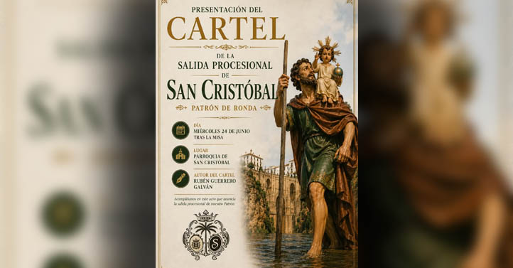 Rubén Guerrero firma el cartel de la salida procesional de San Cristóbal, que se dará a conocer este miércoles